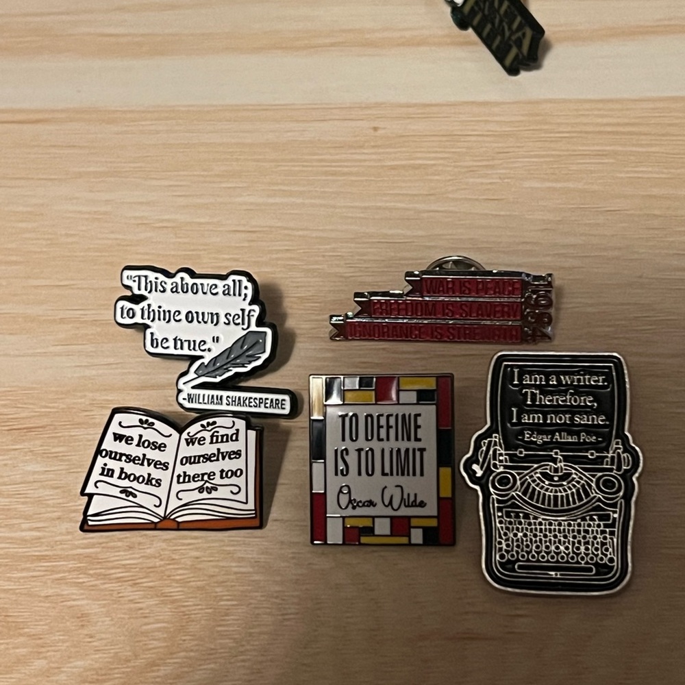 Literary Quote Enamel Pins Set